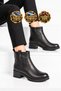 Women's Black Genuine Leather Zip-Up Heeled Boots with Fleece-Lined Insulation 4665-1 - 3