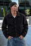 Men's Melton Shirt Collar Button-Up Jacket with Pockets for Everyday Wear