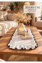 WHITE Table Runner WITH FRINGE, BLACK-EDGED, DECORATIVE, 30X80 CM - 3