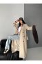 Women's Leather Trench Coat with Long Belt, Patchwork Design, and Back Slit—Stylish Transitional Outerwear - 6