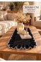 BLACK Table Runner WITH FRINGE, WHITE-EDGED, DECORATIVE, 30X80 CM - 3