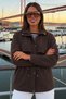 Women's Ruched Transitional Brown Coat - 5
