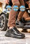 Men's Lace-Up Thick Sole Sneaker, Black Genuine Leather Casual Shoes 26K565 - 2