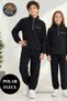 Unisex Black Fleece Sweatsuit for Kids – Winter Fleece Set with Side Zipper on the Top and Jogger Pants, Ages 7–8 / 15–16 - 3