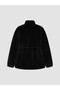 Women's Fur Coat with a Mock Neck and Ruched Hem - 7