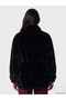 Women's Fur Coat with a Mock Neck and Ruched Hem - 5