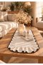 BEIGE-CREAM Table Runner WITH FRINGE, BLACK-EDGED, DECORATIVE, 30X80 CM - 2