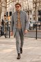 Men's Checkered Button-Up Mock Neck Melton Gray Coat - 6