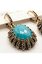 Bronze Women's Copper Jewelry Set with Zircon Accents: Turquoise and Zircon Stones, Ottoman-Style Vintage Necklace and Earring Set - 6