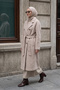 Button-Front Wool-Cashmere Blend Coat with Belted Design, 570097, Beige - 4