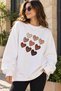 Unisex Oversized Sweatshirt with Striped Hearts Print – Crew Neck Relaxed-Fit Casual Sweatshirt
