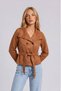 Mock Neck Suede Trench Coat with Buttons