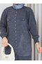 Modest Knit Skirt Set for Women: Knit Jacket and Skirt Two-Piece Set with Flap Pockets and Buttons, Winter, Dark Gray - 6