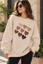 Unisex Oversized Sweatshirt with Striped Hearts Print – Crew Neck Relaxed-Fit Casual Sweatshirt