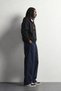 Men's Oversized Hooded Leather Sweatshirt with Zippered Pockets and Zip Detail - 4