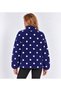 Women's Navy Blue Polka Dot Plush Jacket with Pockets - 4