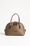 Luna Women's Mini Adjustable Strap, Zipper-Closure, Stylish Hand and Shoulder Bag in taupe color