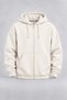 Unisex White Basic Hooded Zip-Up Cardigan, 3-Ply