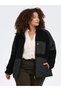 Plus-Size Women's Quilted Jacket with Mock Neck, Paneled Design with Plush Trim, Quilted Construction, Zippered Pocket, and Fabric Patchwork—Carohıo Quilt Mix Fleece Short Jacket - 4