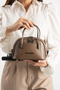 Luna Women's Mini Adjustable Strap, Zipper-Closure, Stylish Hand and Shoulder Bag in taupe color - 2