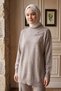 Knit Suit with Shoulder Detail and Pants in Taupe Color 101060 - 2