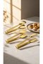 3-Piece Gold Steel Serving Set, 22 cm – Pasta Serving Spoon, Salad Spoon, Cake and Pastry Serving Spatula