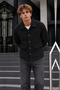 Men's Double-Pocketed, Button-Front, Transitional Black Jacket - 3