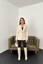 Beige Pocket Flap and Belted Jacket - 3