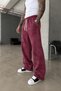 Men's Baggy Acid-Wash 3-Ply Brushed Inside Burgundy Sweatpants KE-7033 - 4