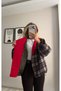 Plaid Bomber Jacket with Red Collar Trim - 4
