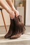 Women's Tasseled Western Cowboy Boots with Studded Detail - 3