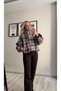 Plaid Bomber Jacket with Red Collar Trim - 7