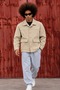 Men's Oversized Double-Pocket Melton-Blend Trendy Cream Jacket - 4
