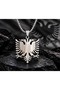 Stainless Steel Double-Headed Albanian Eagle Men's Necklace - 5