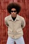 Men's Oversized Double-Pocket Melton-Blend Trendy Cream Jacket - 3