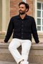 Men's Black Transitional Melton Blazer with Pockets - 2