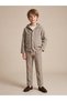 Boys' Herringbone Patterned Hooded Button-Up Jacket - 4
