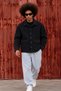 Men's Oversized Double-Pocketed Melton Trendy Black Jacket - 4