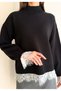 Knitted Sweater with Lace Sleeves and Lace Skirt - 7