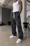Men's Baggy Acid-Wash 3-Ply Brushed Inside Black Sweatpants KE-7033 - 3
