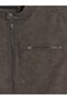 Trendy Picks from Kübra Butik: STANDARD Fit Straight-Cut Mock Neck Suede Jacket - 4