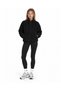 Women's Black Plush Mock Neck Jacket with a Stand-Up Collar, Zipper, and Zippered Pockets