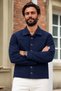 Men's Navy Blue Transitional Melton Blazer with Pockets - 6