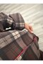 Plaid Bomber Jacket with Red Collar Trim - 7
