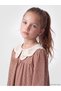 Trendy Picks from Kübra Butik: Girls' Gabardine Dress with a Peter Pan Collar and Checked Embroidery