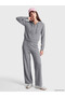 Peak New Season Gray Women's Knit Pants with Elastic Waistband