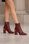 Women's Burgundy Boots with Thick Heel, Soft Leather, 8.5 cm, Elegant Design - 2