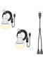 2 Pack USB Rechargeable LED Camping Lanterns with Extra-Long 8.2 ft Cord & USB Y-Cable, Portable War - 7