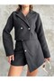 Timeless Elegance: Double-Breasted Jacket & Asymmetrical Skirt Set - Black - 7
