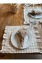 Stain Resistant, Water-Repellent Beige Gingham Ruffled Placemats, Set of 4 - 4